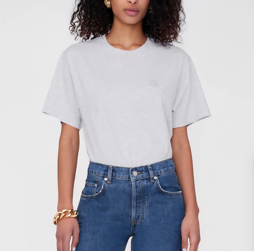 Anine Bing Lili Framed Momograrm T-shirt Heather Grey